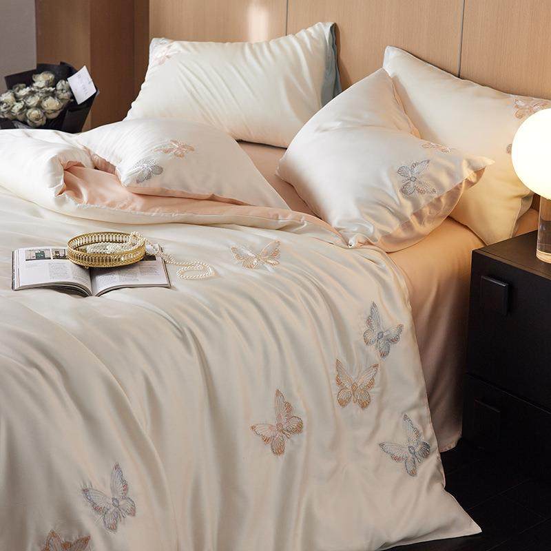 A类奥地利进口LF兰精天丝四件套100支莱赛尔刺绣被套床单床上用品