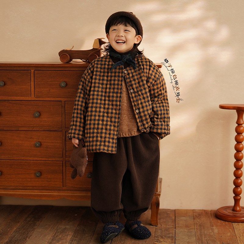 砚台家童装男童格子撞色棉服儿童夹棉短款外套宝宝纯棉夹克秋冬款,童装/婴儿装/亲子装,棉袄/棉服,淘宝优惠券,粉丝福利购,淘宝优惠卷