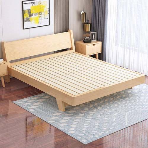 现代简约实木床1.5米主卧双人床1.8m软包单人1.2出租房床架经济型