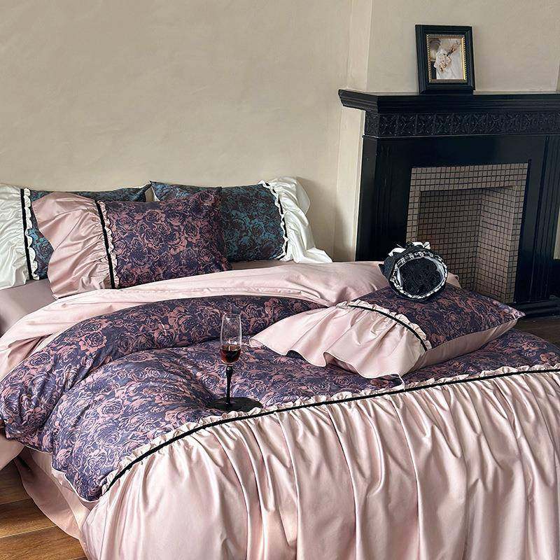 法式复古轻奢被套床单四件套全棉纯棉100S长绒棉裸睡新款床上用品