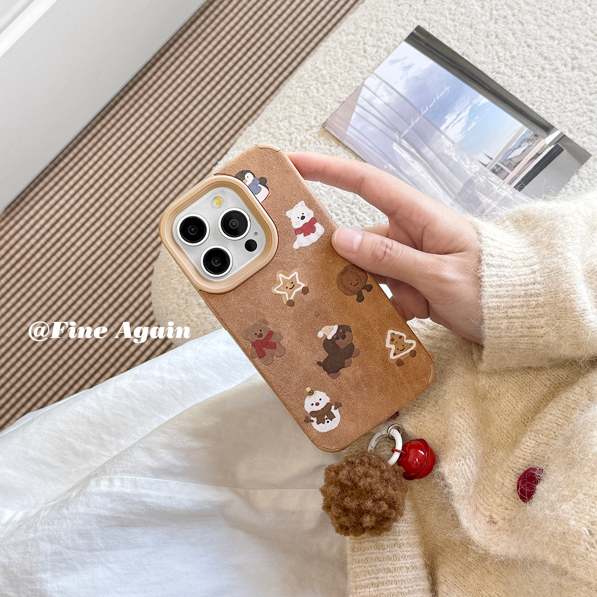 钰锴 秋冬ins棕色可爱jellycat小动物适用苹果17ProMax手机壳iphone15新款16pro女13麂皮15pro防摔14保护套12