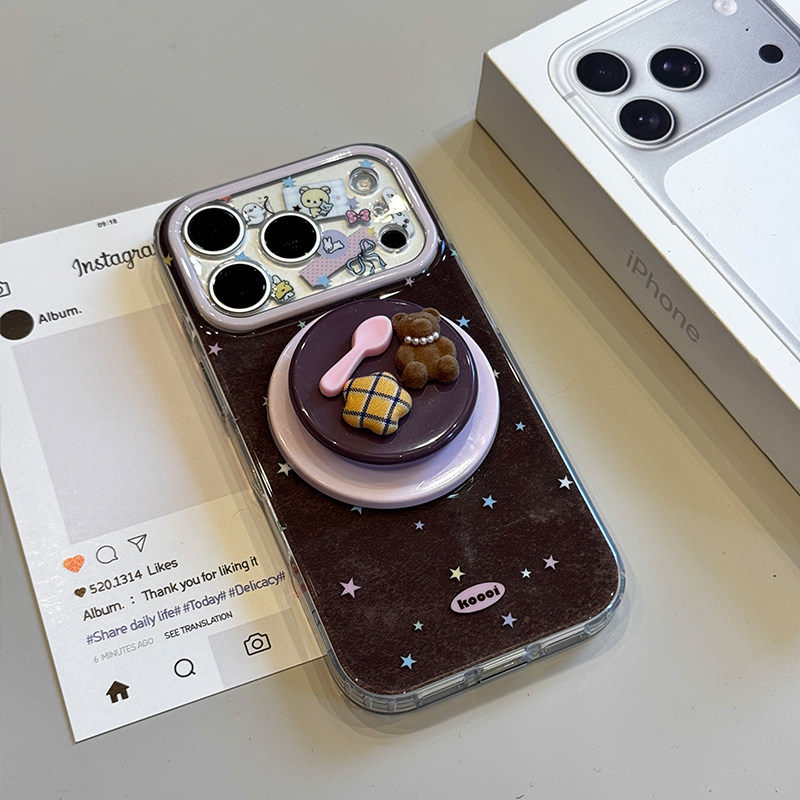 钰锴韩风星星立体蛋糕小熊磁吸支架适用苹果17ProMax手机壳iphone15新款16pro女13可爱15pro童趣14防摔保护套,3C数码配件,手机保护套/壳,淘宝优惠券,粉丝福利购,淘宝优惠卷