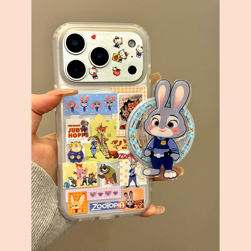 钰锴 Q版动物城朱迪尼克磁吸支架适用苹果17ProMax手机壳iphone15新款16pro女款13半透磨砂15pro防摔保护套14