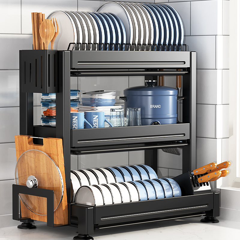 厨房置物架碗碟收纳架q家用碗筷收纳盒多层碗柜放碗盘碗架沥水架