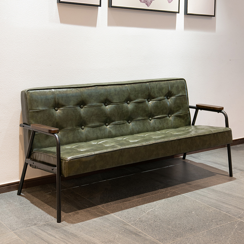 复古铁艺皮质沙发k工业风小户型铁架简约现代音乐餐厅理发馆酒吧