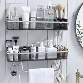 浴室置物架卫生间壁挂免打孔洗漱台厕所三角架洗澡塑料毛巾收纳架