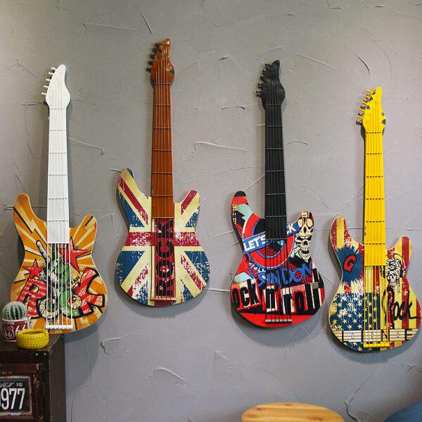 复古铁艺吉他装饰壁挂创意家居房间酒吧餐厅乐器模型挂件墙上装饰