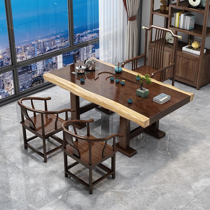 整板实木大板阳台茶桌椅组合中式C原木茶几烧水壶一体家用小型茶