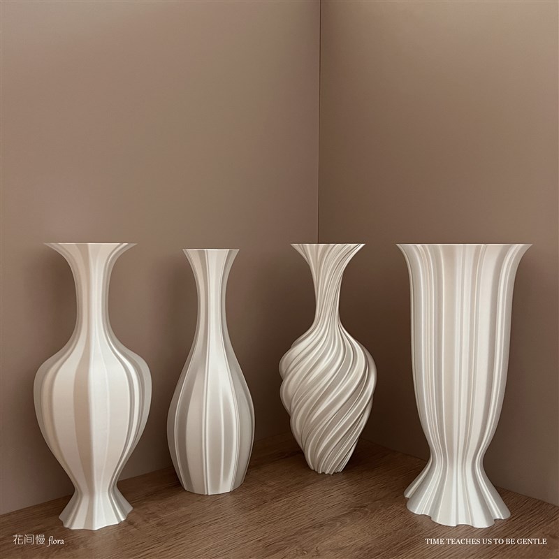 【花间慢】丨丝绸花瓶丨r3d打印轻奢高级感房间客厅装饰摆件花瓶