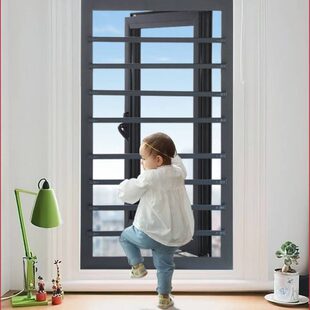 窗户防护栏内外推平开免打孔护网纱窗高层儿童安全防掉新型防盗窗