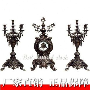 仿古做旧成套钟表|蜡台|钟表|配套|老式仿古机械座钟|上弦台钟