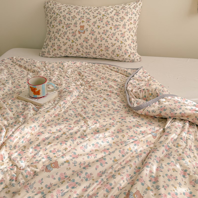 嘬一口布丁温柔小碎花A类针织凉感夏F被卡通夏季空调被1.5薄被子