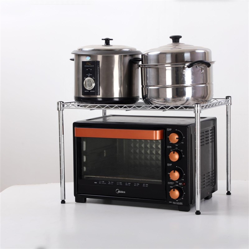 厨房置物架微波炉架一q层家用单层不锈钢色烤箱架40高金属落地架