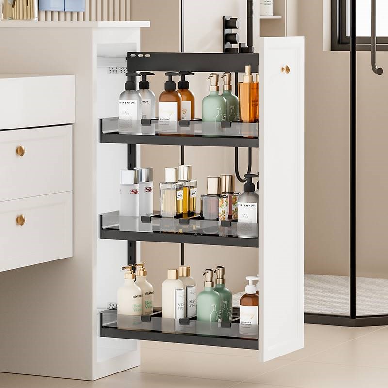 半墙拉篮a厨房橱柜卫生间浴室柜窄柜侧装厕所拉篮抽屉式边柜储物