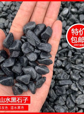 黑色石子日式枯山水机磨石小鹅卵石日式园N林造景砾石深灰色石米