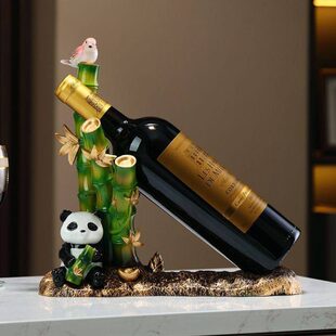 节节升熊猫红酒架摆件酒柜装饰客厅红酒架柜内档新中式红酒架