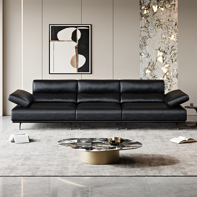 洛德意式极简头层牛皮真皮沙发客厅高档直排女王榻大平层别墅沙发