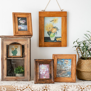 复古实木相框艺术照摆台照片框摆件6寸8寸10寸高档木质墙挂油画框