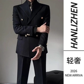 双排扣男士 布雷泽金属纽扣新郎结婚西服 高级感英伦风修身 西装 套装