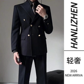 双排扣男士 布雷泽金属纽扣新郎结婚西服 高级感英伦风修身 西装 套装