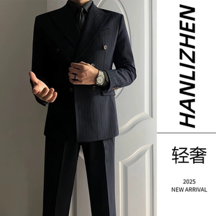 秋季新款双排扣西服外套男商务修身男西装新郎结婚礼服正装