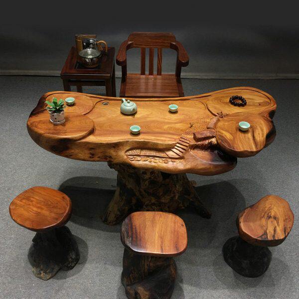 原木根雕花梨木茶几实木树根茶台家用树头功夫茶海客厅泡茶具茶桌