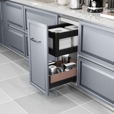 凯格丽米箱干货拉篮铝合金双层收纳架抽屉式厨房橱柜储物拉蓝