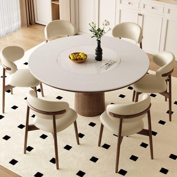 北欧实木岩板多功能餐桌带电磁炉现代简约家用可伸缩带暖菜餐桌椅,住宅家具,岩板餐桌,淘宝优惠券,粉丝福利购,淘宝优惠卷