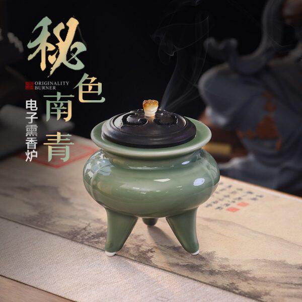 功德坊陶瓷插电香熏炉家用书房茶道摆件熏香粉室内定时调温电香炉
