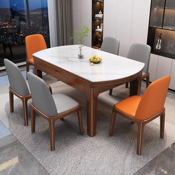 岩板餐桌椅组合家用带电磁炉可伸缩折叠小户型圆桌现代简约吃饭桌,住宅家具,玻璃餐桌,淘宝优惠券,粉丝福利购,淘宝优惠卷