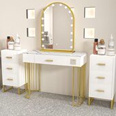 高级影楼专用梳妆台婚纱店美容院彩妆专业带灯化妆台大理石化妆桌