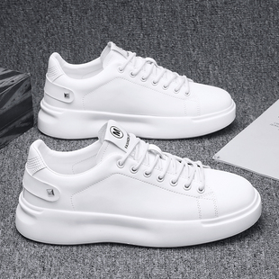 西装小白鞋男内增高男鞋2023新款秋季百搭休闲鞋厚底白色板鞋男士