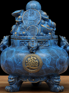 全铜聚宝盆招财摆件开盖店铺开业礼品公司办公室桌摆设收藏工艺品