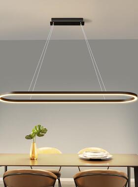 长条led椭圆形餐桌吊灯简约大气家用客厅吧台灯奶茶店办公室吊灯