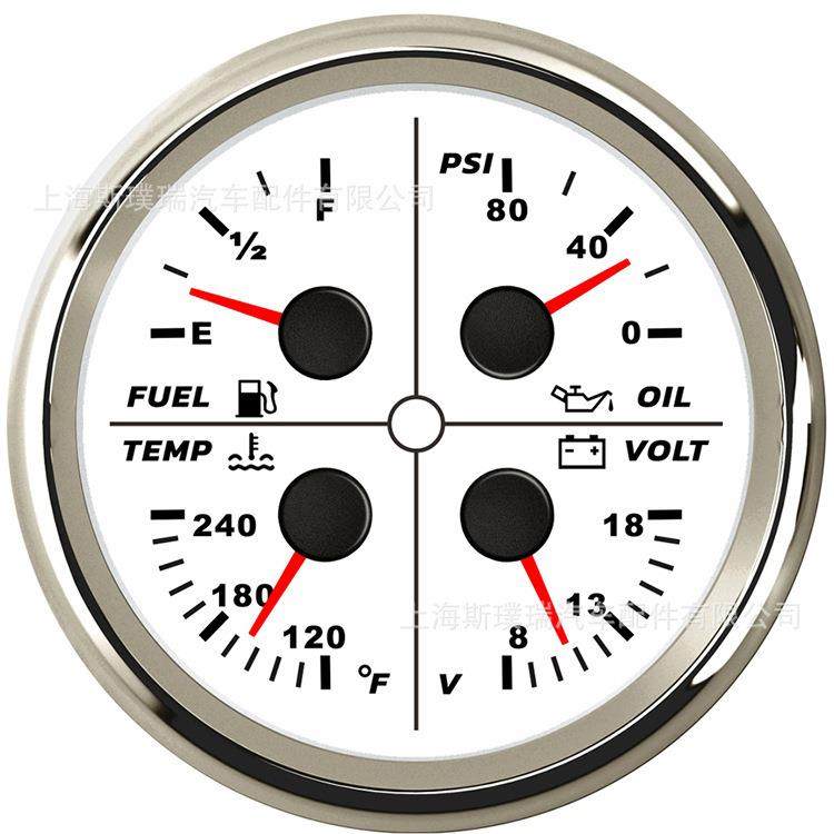 85mm指针油位表水温表油压表电压表四合一多功能仪表改装车用船