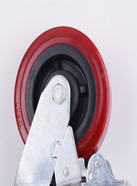 国标6寸重型大红移动脚手架轮子升降AB刹车万向轮聚氨酯35粗包邮