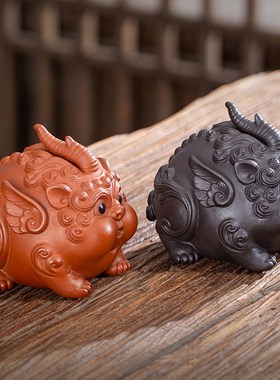 招财紫砂可爱貔貅茶宠摆件精品可养茶玩创意客厅茶桌茶台装饰摆设