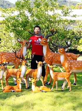 户外雕塑梅花鹿摆件n仿真动物玻璃钢落地园林景观小区花园庭院装