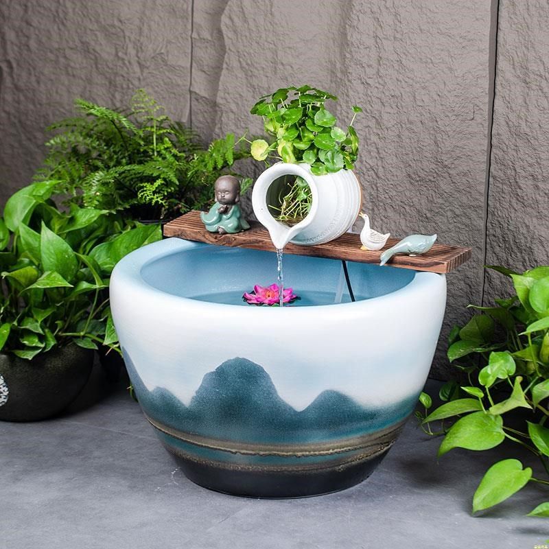 大型陶瓷流水喷泉鱼缸陶罐水循环造景u古法鱼缸客厅阳台落地大水,宠物/宠物食品及用品,底柜/落地缸,淘宝优惠券,粉丝福利购,淘宝优惠卷