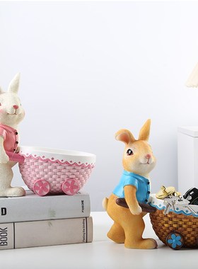 轻奢兔入户钥匙收纳玄关摆件门口客厅鞋柜家居装饰品乔迁新居礼物