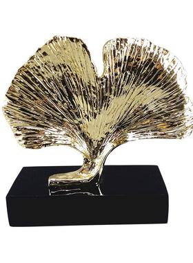 欧式树脂工艺品摆件电度银杏叶创意简约桌面现代家居装饰品