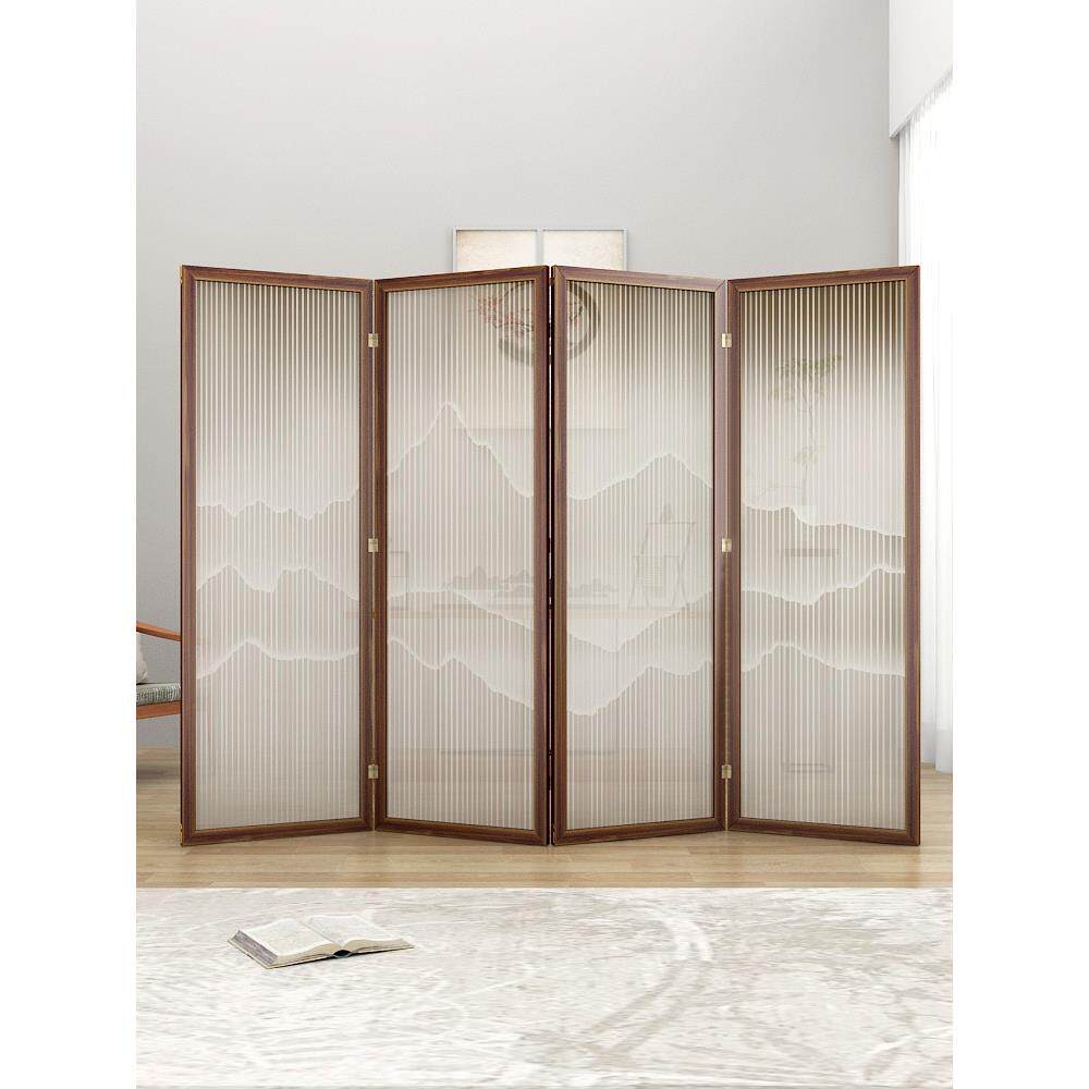 cs山水实木屏风隔断遮挡玄关客厅办公室折叠移动新中式房间分割