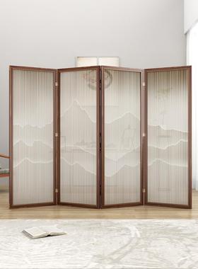 cs山水实木屏风隔断遮挡玄关客厅办公室折叠移动新中式房间分割