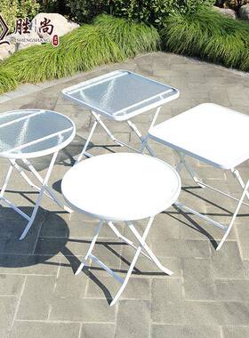 户外折叠桌钢化玻璃小圆桌方桌休闲餐桌简易便携式家用小户型圆桌