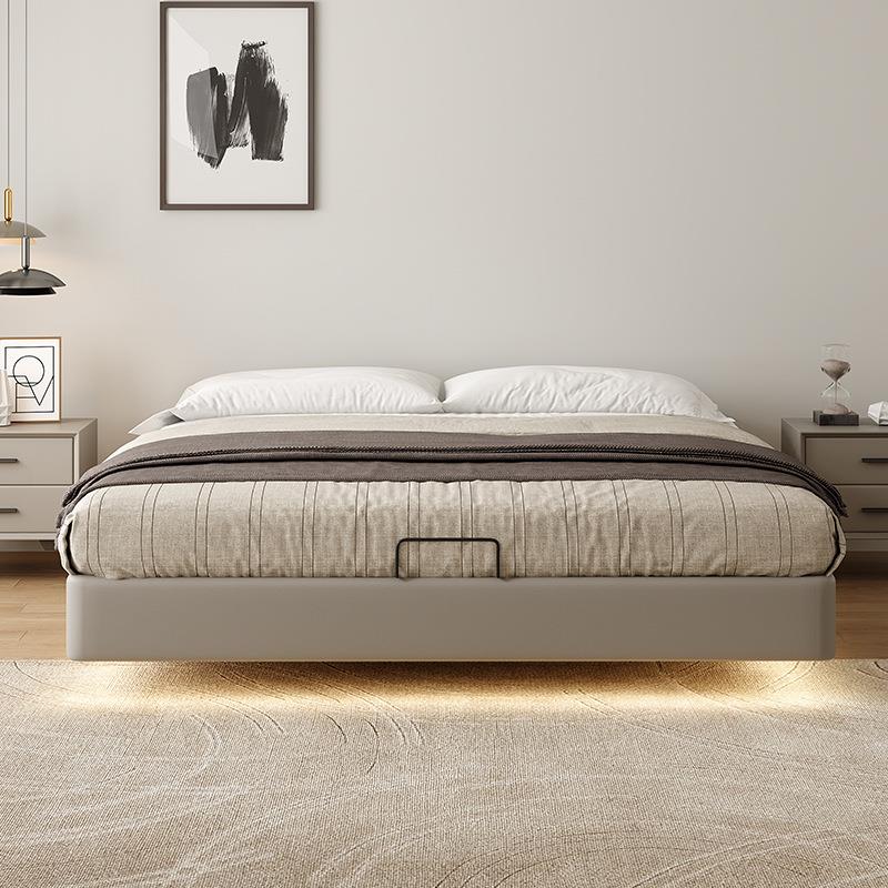 7L8K意式轻奢极简无床头悬浮床高箱储物箱体小户型省空间无靠背悬