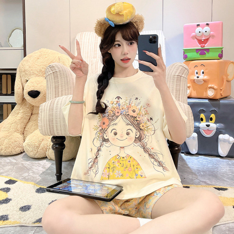 睡衣女款爆款2026新款高级感休闲可外穿高颜值短袖夏季家居服套装