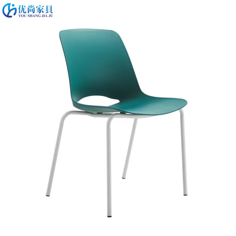 塑钢靠背椅带扶手会议椅子四v脚接待洽谈椅饭厅椅学生培训椅会场