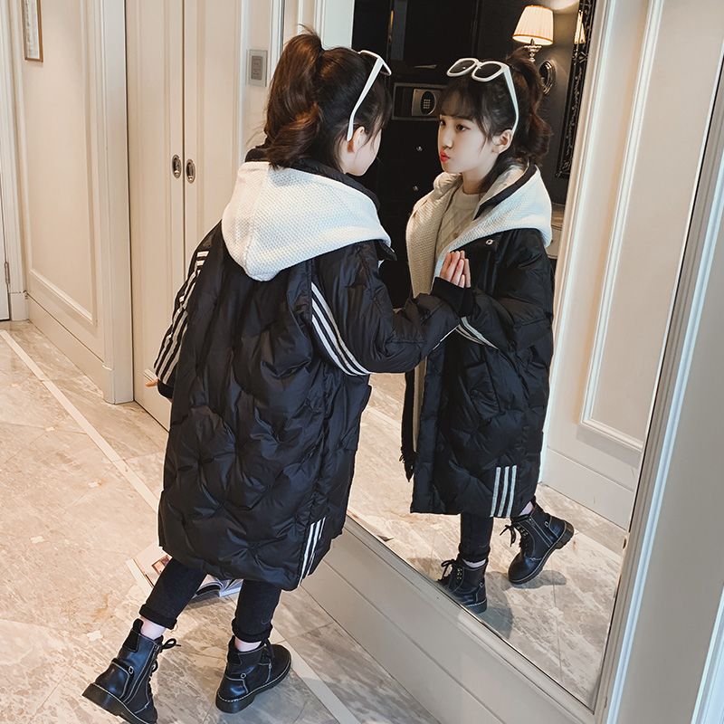 女童羽绒服2025新款儿童韩版冬装加厚冬季中长款90白鸭绒外套潮