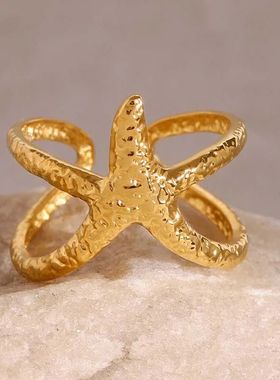 Stainless Steel Starfish Open Rings For Women Men Fashion Go