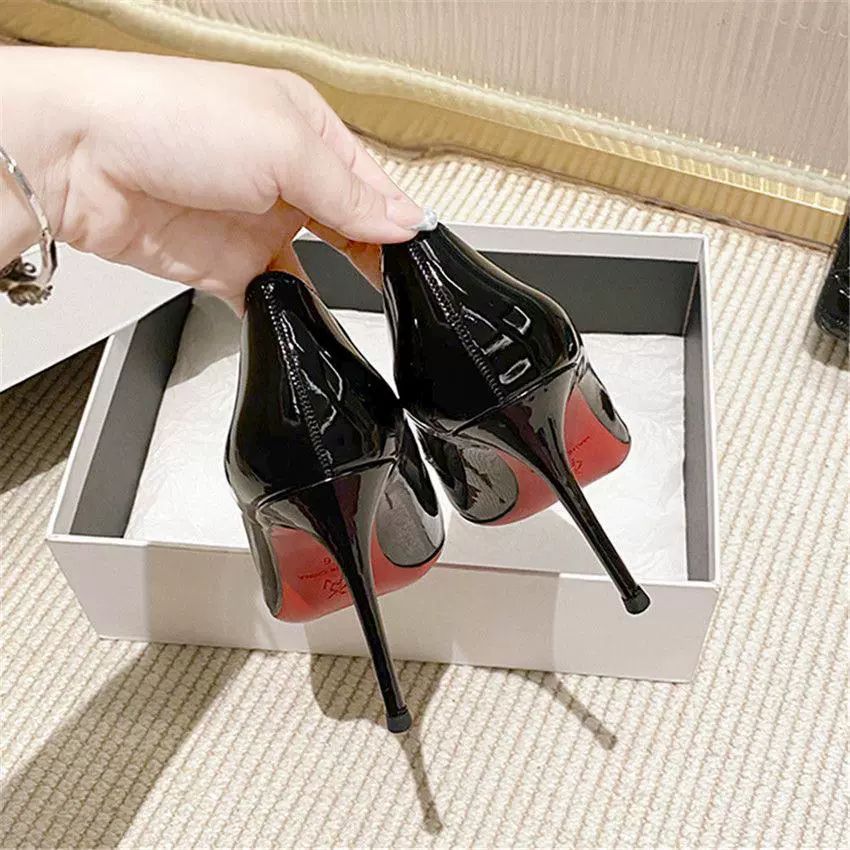 高跟鞋床上女细跟2025年新款夏季黑色红底10厘米性感尖头单鞋